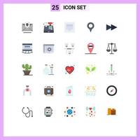User Interface Pack of 25 Basic Flat Colors of advert forward cable pin location Editable Vector Design Elements
