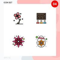 Modern Set of 4 Filledline Flat Colors Pictograph of flora efforts nature arrow success Editable Vector Design Elements