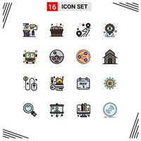 paquete de iconos de vector de stock de 16 signos y símbolos de línea para autobús público india ubicación bandera ubicación elementos de diseño de vector creativo editable