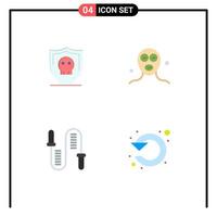 4 Thematic Vector Flat Icons and Editable Symbols of shield rope plain facial mask skipping Editable Vector Design Elements
