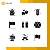 Pack of 9 Modern Solid Glyphs Signs and Symbols for Web Print Media such as bangladesh asian emoji programing development Editable Vector Design Elements