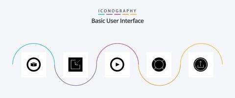 paquete básico de iconos de glifo 5 que incluye básico. ux. ui básico vector