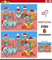 differences task with cats with Christmas gifts vector