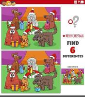 differences task with dogs with Christmas gifts vector