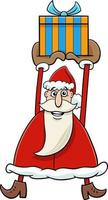 cartoon Santa Claus character with Christmas gift vector