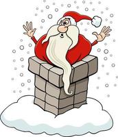 cartoon Santa Claus character stucked in chimney vector