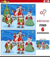 differences game with Santa Clauses singing a carol vector