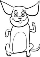 cartoon dog character waving his paw coloring page vector