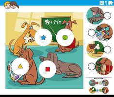 match pieces task with cartoon dogs animal characters vector