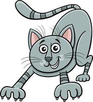 happy cartoon tabby cat comic animal character vector