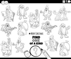 one of a kind game with Santa Clauses coloring page vector