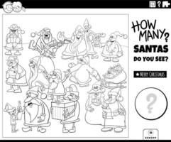 counting cartoon Santas game coloring page vector