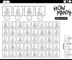 how many Christmas animals counting game coloring page vector