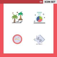 Set of 4 Commercial Flat Icons pack for date research beach market smoking Editable Vector Design Elements