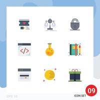 Pack of 9 Modern Flat Colors Signs and Symbols for Web Print Media such as lab lines strategy internet internet Editable Vector Design Elements