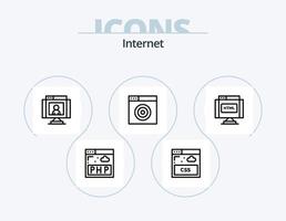 paquete de iconos de línea de Internet 5 diseño de iconos. multimedia. Internet. base de datos. html código vector