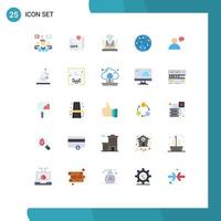 Group of 25 Flat Colors Signs and Symbols for technology internet page global technology Editable Vector Design Elements