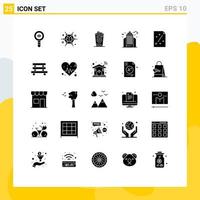 Pack of 25 Modern Solid Glyphs Signs and Symbols for Web Print Media such as office life brainstorming city starbucks Editable Vector Design Elements