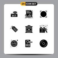 9 Creative Icons Modern Signs and Symbols of fire tag reports shopping crypto coin Editable Vector Design Elements