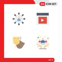 Modern Set of 4 Flat Icons and symbols such as abilities vide job content masks Editable Vector Design Elements