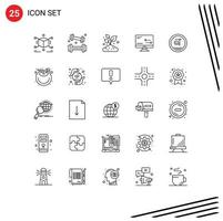 Modern Set of 25 Lines Pictograph of bangla arrows recreation connection small Editable Vector Design Elements