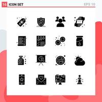 Set of 16 Commercial Solid Glyphs pack for survey audit students shot hands Editable Vector Design Elements