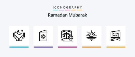 paquete de iconos ramadan line 5 que incluye ramadan. iftar. Ramadán. comida. islam. diseño de iconos creativos vector