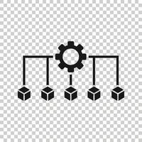 Api technology icon in flat style. Algorithm vector illustration on white isolated background. Gear with arrow business concept.