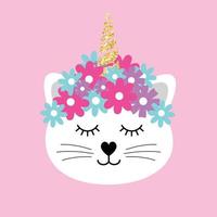 Vector cat with unicorn horn