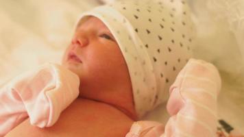 close up of Cute little newborn girl video