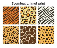 Vector set wild animal fur print seamless pattern