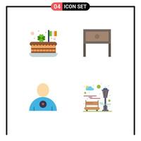 4 concepto de icono plano para sitios web móviles y aplicaciones cake table festival hogar amigo elementos de diseño vectorial editables vector