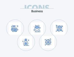 paquete de iconos azul de negocios 5 diseño de iconos. inversión. activos. mente. retención de clientes. cliente vector