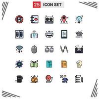 Pictogram Set of 25 Simple Filled line Flat Colors of bulb place learning location business Editable Vector Design Elements