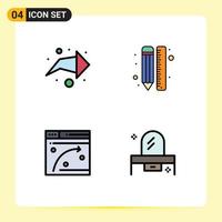 Set of 4 Modern UI Icons Symbols Signs for arrow web page creative pencil hosting Editable Vector Design Elements