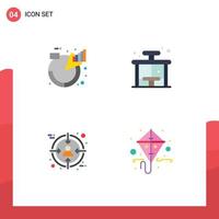 Group of 4 Modern Flat Icons Set for chart audience management life customer Editable Vector Design Elements