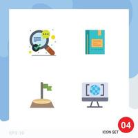 4 iconos creativos signos y símbolos modernos de la esquina de la educación del habla del cuaderno de búsqueda elementos de diseño vectorial editables vector