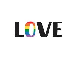 Vector lgbtq rainbow flag love text