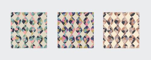 Vector abstract geometric multi color illustration seamless repeat pattern 3 colors way set