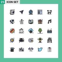 Mobile Interface Filled line Flat Color Set of 25 Pictograms of gym exercise globe bench layout Editable Vector Design Elements