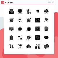Group of 25 Solid Glyphs Signs and Symbols for ladder mouse timer pin cash Editable Vector Design Elements