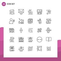 Universal Icon Symbols Group of 25 Modern Lines of plate hand comfort user online Editable Vector Design Elements