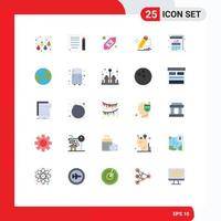 Pictogram Set of 25 Simple Flat Colors of chart tablet coupon painting pencil Editable Vector Design Elements