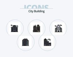 línea de construcción de la ciudad llena de icono paquete 5 diseño de iconos. . sitio. . negocio vector