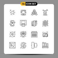 Set of 16 Commercial Outlines pack for mindfulness meditation massage concentration towels Editable Vector Design Elements