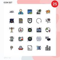 Set of 25 Modern UI Icons Symbols Signs for love sprinkier image nature farming Editable Vector Design Elements