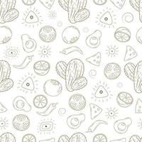 Seamless pattern with doodle ingredients for mexican dishes vector