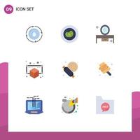 Pictogram Set of 9 Simple Flat Colors of supermarket object beauty salon mirror model mirror table Editable Vector Design Elements