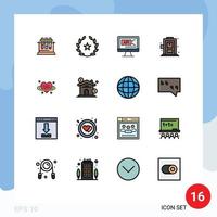 conjunto de 16 iconos modernos de la interfaz de usuario signos de símbolos para la puerta de la computadora del corazón de san valentín elementos de diseño de vectores creativos editables en el hogar