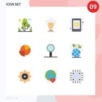 Stock Vector Icon Pack of 9 Line Signs and Symbols for biology pie app chart mobile Editable Vector Design Elements